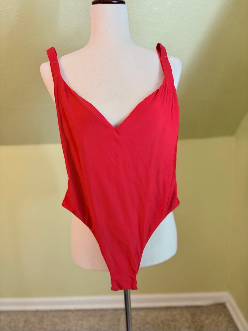 Madewell Second Wave Maillot V-Neck One-Piece Swimsuit - Vibrant Red Medium